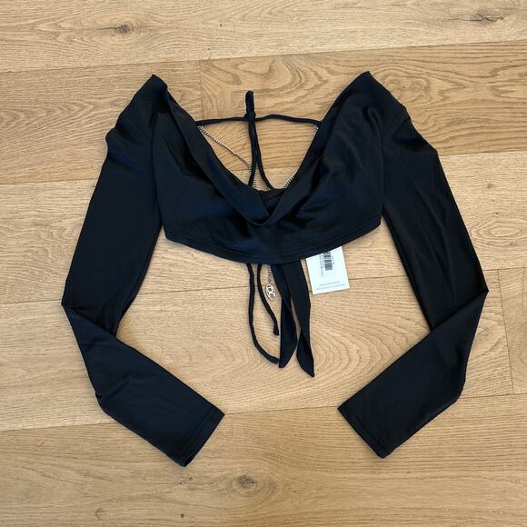 Outcast Clothing - Felicite Long Sleeve Tie Back Top in Black - Picture 1 of 5